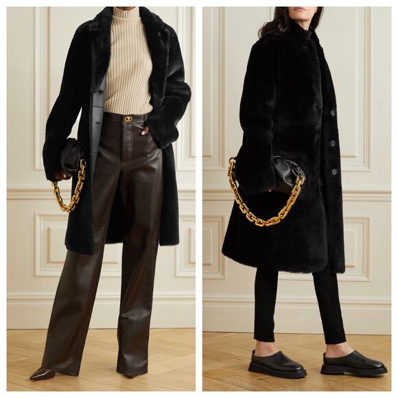 Joseph Britanny Reversible Leather & Fur Coat in Black Size 32, US 0 - Picture 1 of 15